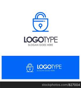 Lock, Locked, Security, Internet Blue outLine Logo with place for tagline