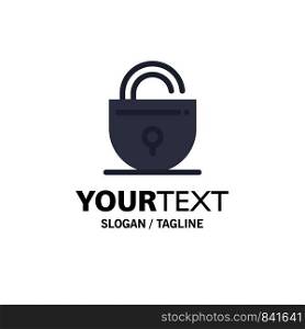 Lock, Locked, Security, Internet Business Logo Template. Flat Color