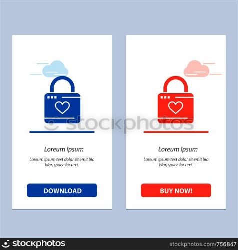 Lock, Locker, Heart, Heart Hacker, Heart Lock Blue and Red Download and Buy Now web Widget Card Template