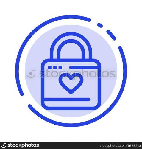 Lock, Locker, Heart, Heart Hacker, Heart Lock Blue Dotted Line Line Icon
