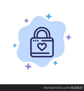 Lock, Locker, Heart, Heart Hacker, Heart Lock Blue Icon on Abstract Cloud Background