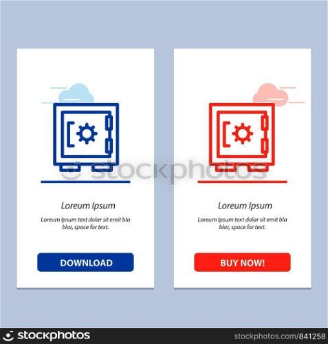 Lock, Locker, Security, Secure Blue and Red Download and Buy Now web Widget Card Template