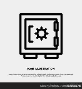 Lock, Locker, Security, Secure Line Icon Vector