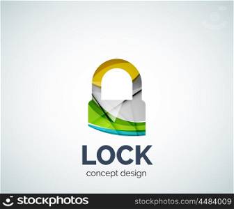 Lock logo business branding icon, created with color overlapping elements. Glossy abstract geometric style, single logotype