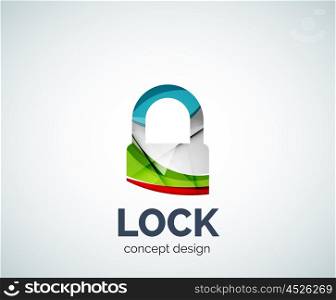 Lock logo business branding icon, created with color overlapping elements. Glossy abstract geometric style, single logotype