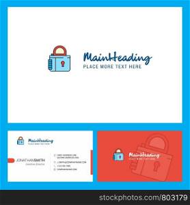 Lock Logo design with Tagline & Front and Back Busienss Card Template. Vector Creative Design