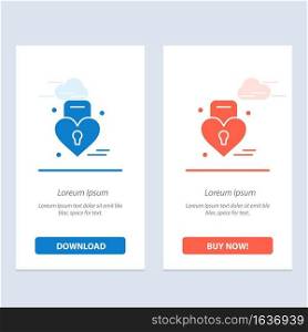 Lock, Love, Heart, Wedding  Blue and Red Download and Buy Now web Widget Card Template