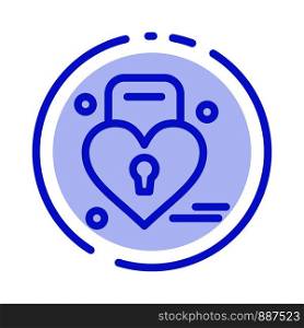 Lock, Love, Heart, Wedding Blue Dotted Line Line Icon