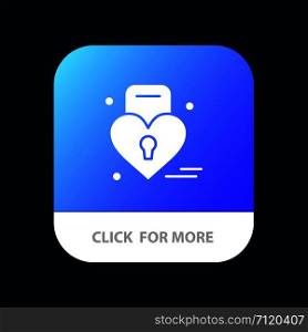 Lock, Love, Heart, Wedding Mobile App Button. Android and IOS Glyph Version