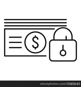 Lock money cash icon. Outline lock money cash vector icon for web design isolated on white background. Lock money cash icon, outline style