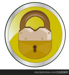 Lock on button. Door lock on button on white background is insulated