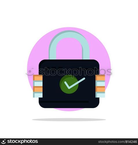Lock, Padlock, Security, Secure Abstract Circle Background Flat color Icon