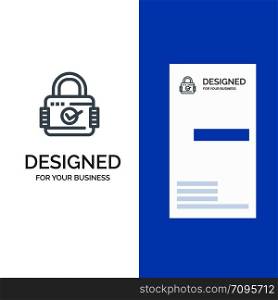 Lock, Padlock, Security, Secure Grey Logo Design and Business Card Template