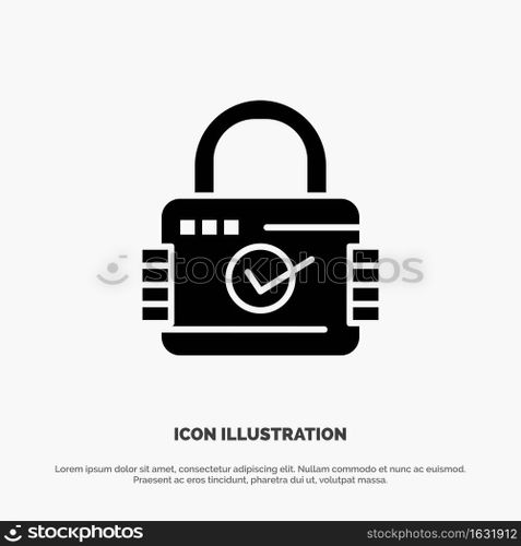 Lock, Padlock, Security, Secure solid Glyph Icon vector