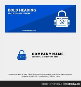 Lock, Padlock, Security, Secure SOlid Icon Website Banner and Business Logo Template