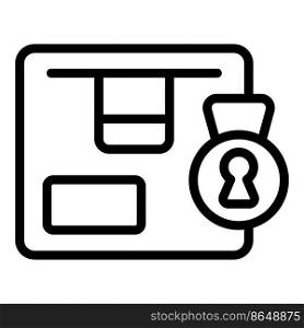 Lock parcel icon outline vector. Cargo box. Service order. Lock parcel icon outline vector. Cargo box