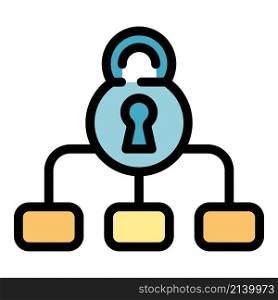 Lock privacy icon. Outline Lock privacy vector icon color flat isolated. Lock privacy icon color outline vector