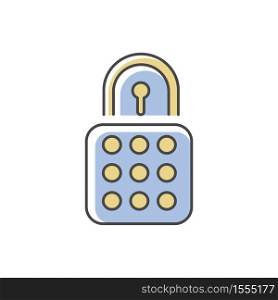 Lock RGB color icon. Internet privacy. Encryption for safety. Padlock for apartment security. Closed lock. Secured entry. Protected access. Password for guarding. Isolated vector illustration. Lock RGB color icon