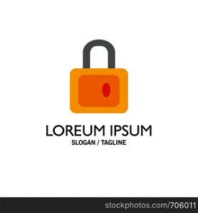 Lock, School, Study Business Logo Template. Flat Color