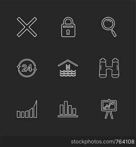 lock , search , cross , chart , graph , percentage , navigation , share , money , id card , naviagation , breifcase , icon, vector, design, flat, collection, style, creative, icons