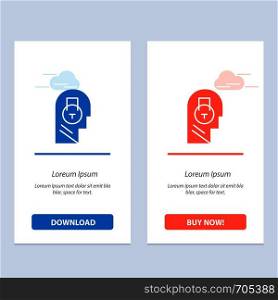 Lock, Secure, Message, Data, User Blue and Red Download and Buy Now web Widget Card Template