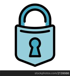 Lock security icon. Outline lock security vector icon color flat isolated. Lock security icon color outline vector