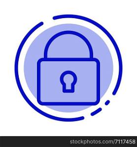 Lock, Security, Locked, Login Blue Dotted Line Line Icon