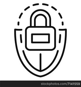 Lock shield icon. Outline lock shield vector icon for web design isolated on white background. Lock shield icon, outline style