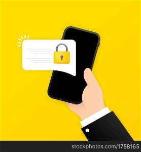Lock smartphone icon. Secure code. Element of cyber security icon for mobile concept and web apps. Lock in a smart phone can be used for web and mobile. Vector on isolated white background. EPS 10
