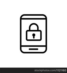 Lock the phone icon vector. A thin line sign. Isolated contour symbol illustration. Lock the phone icon vector. Isolated contour symbol illustration