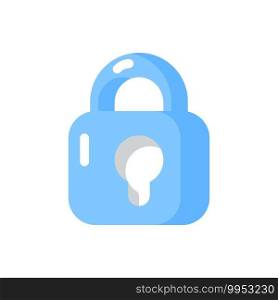 Lock vector flat color icon. Cyber protection of personal information. Cybersecurity and online data safety. Password input form. Cartoon style clip art for mobile app. Isolated RGB illustration. Lock vector flat color icon