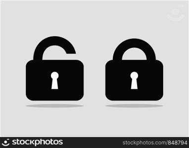 lock - vector icon. unlock and neverlock vector icon