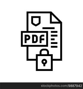 locked and protection pdf file line icon vector. locked and protection pdf file sign. isolated contour symbol black illustration. locked and protection pdf file line icon vector illustration