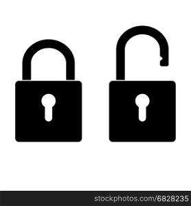 Locked and unlocked padlock. closed and open locks icon. One of set web icons