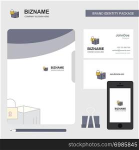 Locked box Business Logo, File Cover Visiting Card and Mobile App Design. Vector Illustration
