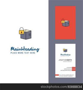 Locked box Creative Logo and business card. vertical Design Vector