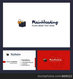 Locked box Logo design with Tagline & Front and Back Busienss Card Template. Vector Creative Design