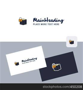 Locked box vector logotype with business card template. Elegant corporate identity. - Vector