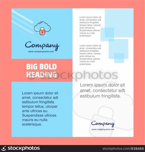 Locked cloud Company Brochure Title Page Design. Company profile, annual report, presentations, leaflet Vector Background