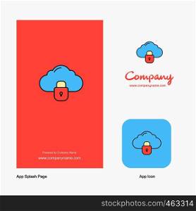 Locked cloud Company Logo App Icon and Splash Page Design. Creative Business App Design Elements