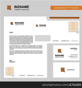 Locked cupboard Business Letterhead, Envelope and visiting Card Design vector template