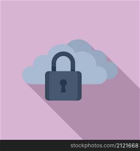 Locked data cloud icon flat vector. Computer lock. Internet protect. Locked data cloud icon flat vector. Computer lock