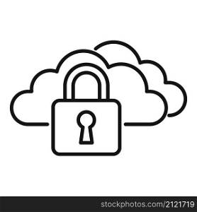 Locked data cloud icon outline vector. Computer lock. Internet protect. Locked data cloud icon outline vector. Computer lock
