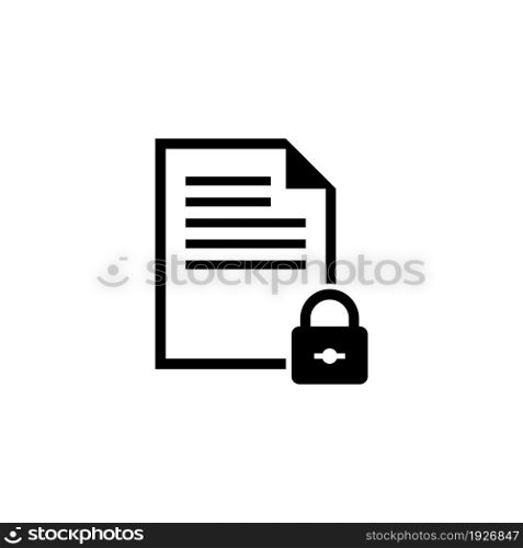 Locked Document. Flat Vector Icon illustration. Simple black symbol on white background. Locked Document sign design template for web and mobile UI element. Locked Document Flat Vector Icon