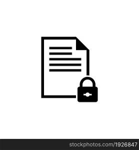 Locked Document. Flat Vector Icon illustration. Simple black symbol on white background. Locked Document sign design template for web and mobile UI element. Locked Document Flat Vector Icon
