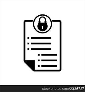Locked Document Icon, Password Protected, Secured, Restricts Access Document Vector Art Illustration