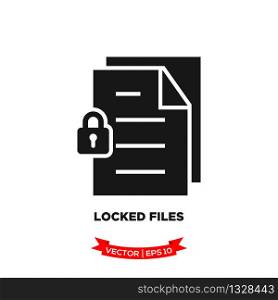 locked file icon in trendy flat style, padlock, file icon