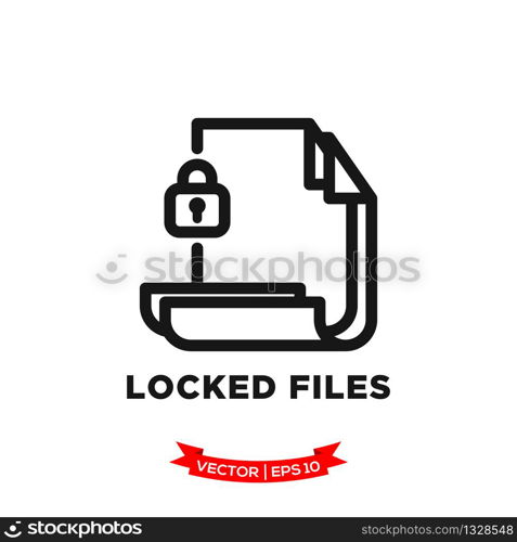 locked file icon in trendy flat style, padlock, file icon