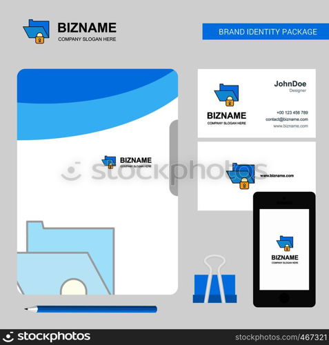 Locked folder Business Logo, File Cover Visiting Card and Mobile App Design. Vector Illustration