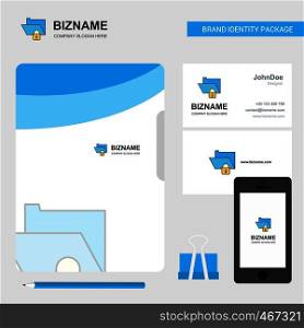 Locked folder Business Logo, File Cover Visiting Card and Mobile App Design. Vector Illustration